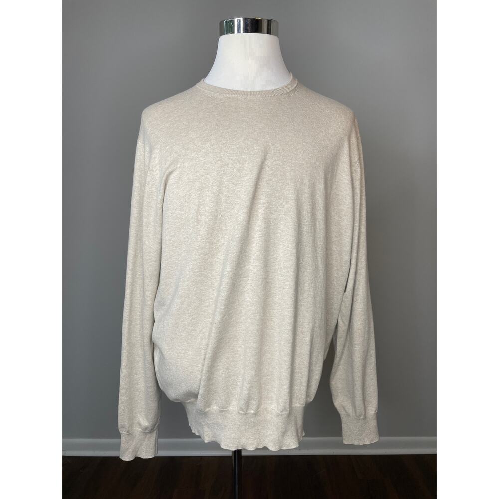 Peter Millar Cotton Silk Cashmere Blend Soft Light Sweater XL Beige/Cream